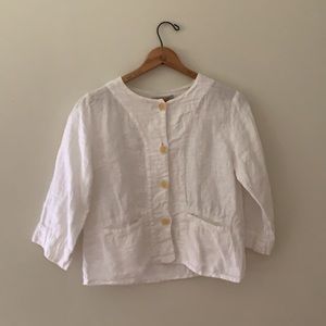 FLAX white linen button down shirt, S